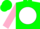 Silk - Green, pink 'tt' on white ball, pink 'rim' on sleeves, green cap