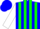Silk - Blue, white hurricane emblem, green stripes on white sleeves, blue cap