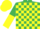 Silk - Emerald green and yellow check, halved sleeves, yellow cap