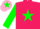 Silk - Rose pink, leaf green star and sleeves, rose pink cap, leaf green star