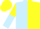 Silk - LIGHT BLUE and YELLOW (halved), sleeves reversed, YELLOW cap