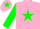 Silk - pink, green star and sleeves, pink cap,green star