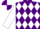 Silk - Purple and white diamonds, white sleeves, purple cuffs and collar, quartered cap