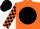 Silk - Orange, black ball, black blocks on orange sleeves, black cap