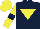 Silk - Dark blue, yellow inverted triangle, yellow sleeves, dark blue armlets, yellow cap