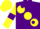 Silk - Purple, large Yellow spots, Yellow sleeves, Purple armlets and spots on Yellow cap