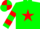Silk - Green, red star, hooped sleeves, quartered cap