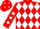 Silk - Red, white band of diamonds, diamonds on sleeves and cap