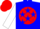Silk - Blue, white 'windy hill farms' on red ball, blue stars on white sleeves, red cap