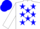 Silk - White, blue stars, white sleeves, blue cap