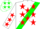 Silk - White ,green sash red stars