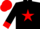 Silk - Black, red star, black sleeves, red collar and cuffs, red cap, black peak