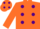 Silk - Orange, purple diagonal spots, orange sleeves and cap, purple spots