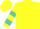 Silk - Bright yellow, turquoise bars on sleeves, yellow cap