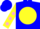Silk - Blue, black 'r' in yellow ball, yellow sleeves with blue and pink dots