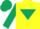 Silk - Yellow body, dark green inverted triangle, dark green arms, dark green cap