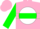 Silk - Pink, kelly green 'dmh' on white ball on kelly green hoop, kelly green hoop on slvs, pink cap