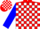Silk - Red and white blocks, blue sleeves