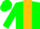 Silk - Green, gold triangular v panel, green 'cm' on gold arch, green cap