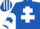 Silk - Royal blue, white cross of lorraine, white chevrons on sleeves, striped cap