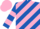 Silk - royal blue, pink diagonal stripes, hooped sleeves, pink cap