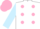 Silk - White, Pink spots, Light Blue sleeves, Pink cap