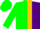 Silk - Green and purple halves, gold stripe, green cap