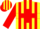 Silk - Yellow, red cross, red hoop and stripes on sleeves