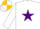 Silk - White, purple star, white sleeves, gold cuffs, white and purple quartered cap