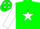 Silk - Green, green 'g' in white star, green stars on white sleeves