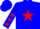 Silk - Blue, white 'jl' in red star, white 'jl', red stars on sleeves