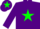 Silk - Purple, dayglo green star, purple sleeves and cap, dayglo green star