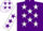 Silk - Purple, white stars, white sleeves, purple stars, white cap, purple stars