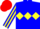 Silk - Blue, yellow diamond hoop, blue sleeves, yellow stripes, red cap