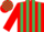 Silk - Red and emerald green stripes, red sleeves, check cap