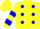 Silk - Yellow,  blue dots, blue hoops on slvs