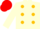 Silk - Cream, gold dots, red cap