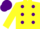 Silk - Yellow, purple dots, purple cap, yellow pompon