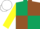 Silk - Dark green and brown (quartered), yellow sleeves, white cap