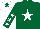 Silk - Dark green, white star, white stars on sleeves, white cap, dark green star