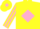 Silk - Yellow, pink diamond, striped sleeves and diamond on cap