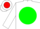 Silk - White, red and green thirds, white 'ns' on green ball