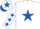 Silk - White, royal blue star, white sleeves, royal blue stars, white cap, royal blue star and peak