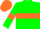 Silk - Green, orange hoop, Orange armlets and cap