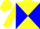 Silk - Yellow, blue yoke, blue steerhead, blue diagonal quarters on yellow slvs