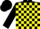 Silk - Black, yellow 'bm', yellow blocks, black cap