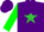 Silk - Purple, lime green star, purple stars on green sleeves, purple cap