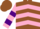 Silk - Brown, pink chevrons, pink and purple bars on sleeves, brown cap