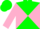 Silk - Green and pink diagonal quarters, green and pink sleeves, green cap