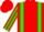 Silk - Red, green braces, green stripe on sleeves